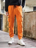 Men Patch Detail Flap Pocket Cargo Pants