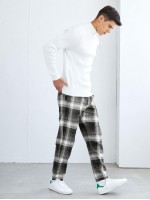 Men Tartan Pattern Tapered Pants