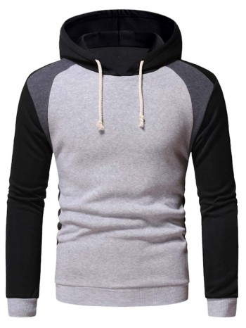 Men Contrast Raglan Sleeve Hoodie