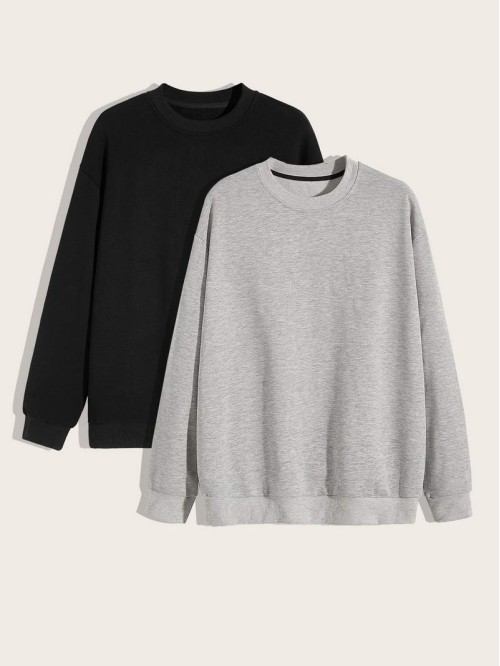 Men 2pcs Drop Shoulder Sweatshirt