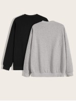 Men 2pcs Drop Shoulder Sweatshirt