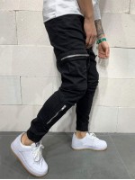 Men Drawstring Waist Pocket Side Cargo Pants