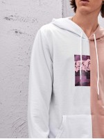 Men Spliced Kangaroo Pocket Drawstring Hoodie