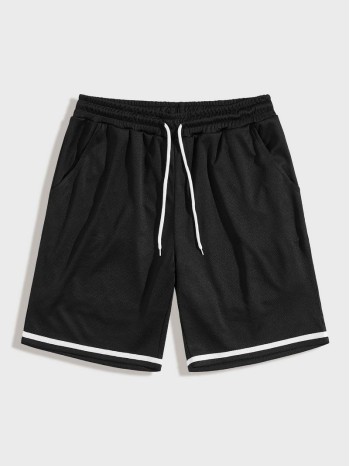 Men Drawstring Waist Track Shorts