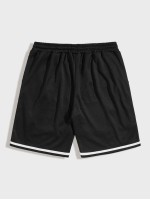 Men Drawstring Waist Track Shorts