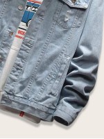 Men Flap Pocket Denim Trucker Jacket