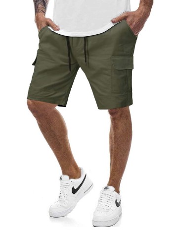 Men Flap Pocket Drawstring Shorts