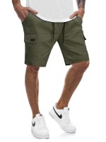 Men Flap Pocket Drawstring Shorts