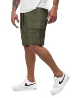 Men Flap Pocket Drawstring Shorts