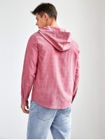 Men Button Half Placket Hoodie