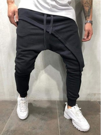 Men Drawstring Waist Overlay Sweatpants