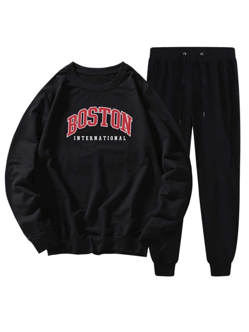 Men Letter Graphic Sweatshirt & Sweatpants