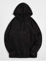 Men Wave Print Back Drawstring Hoodie