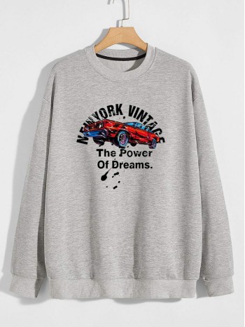 Men Car & Letter Graphic Sweatshirt