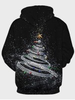 Men Christmas Print Drawstring Hoodie