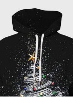 Men Christmas Print Drawstring Hoodie