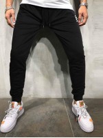 Men Striped Print Drawstring Waist Sweatpants