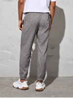 Men Drawstring Waist Linen Look Pants