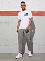 Men Drawstring Waist Linen Look Pants