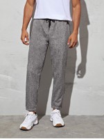 Men Drawstring Waist Linen Look Pants