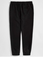 Men Drawstring Waist Linen Look Pants