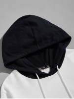 Men Colorblock Patch Pocket Drawstring Hoodie