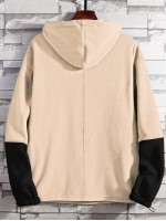 Men Colorblock Half Zipper Fleece Hoodie