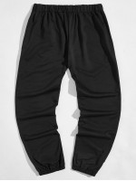 Men Solid Elastic Waist Joggers