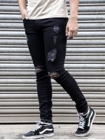 Men Ripped Pocket Skinny Jeans