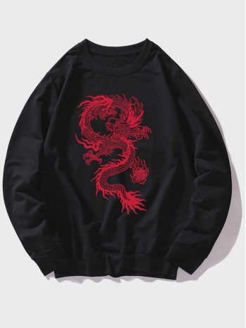 Men Chinese Dragon Graphic Sweatshirt