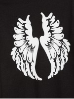 Men Wings Print Drawstring Hoodie