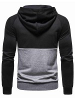 Men Two Tone Zip Up Drawstring Hoodie