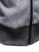 Men Two Tone Zip Up Drawstring Hoodie