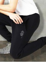 Men Floral Print Drawstring Waist Joggers