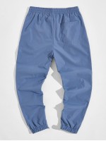 Men Drawstring Waist Slant Pocket Pants