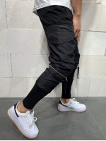 Men Zipper Drawstring Waist Cargo Pants