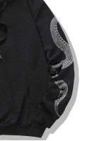 Men Snake Print Drawstring Hooded Sweatshirt