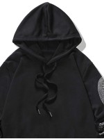 Men Snake Print Drawstring Hooded Sweatshirt