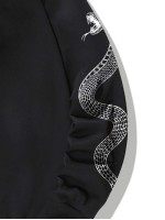 Men Snake Print Drawstring Hooded Sweatshirt