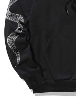 Men Snake Print Drawstring Hooded Sweatshirt