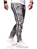 Men Striped Tape Side Glen Plaid Pants