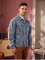 Men Button Through Denim Trucker Jacket