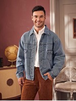 Men Button Through Denim Trucker Jacket