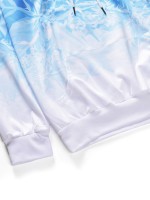 Men Abstract Print Ombre Hoodie