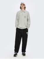 Men Tie Waist Letter Patch Tape Sweatpants