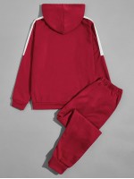 Men Side Panel Kangaroo Pocket Hoodie & Sweatpants