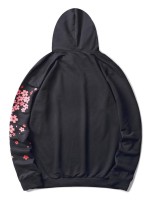 Men Chinese Character And Floral Print Hoodie