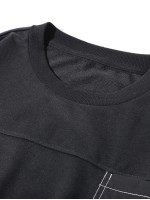 Men Contrast Top-stitching Patched Sweatshirt