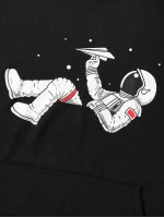 Men Astronaut Print Kangaroo Pocket Hoodie