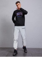 Men Letter Graphic Reflective Sweatpants